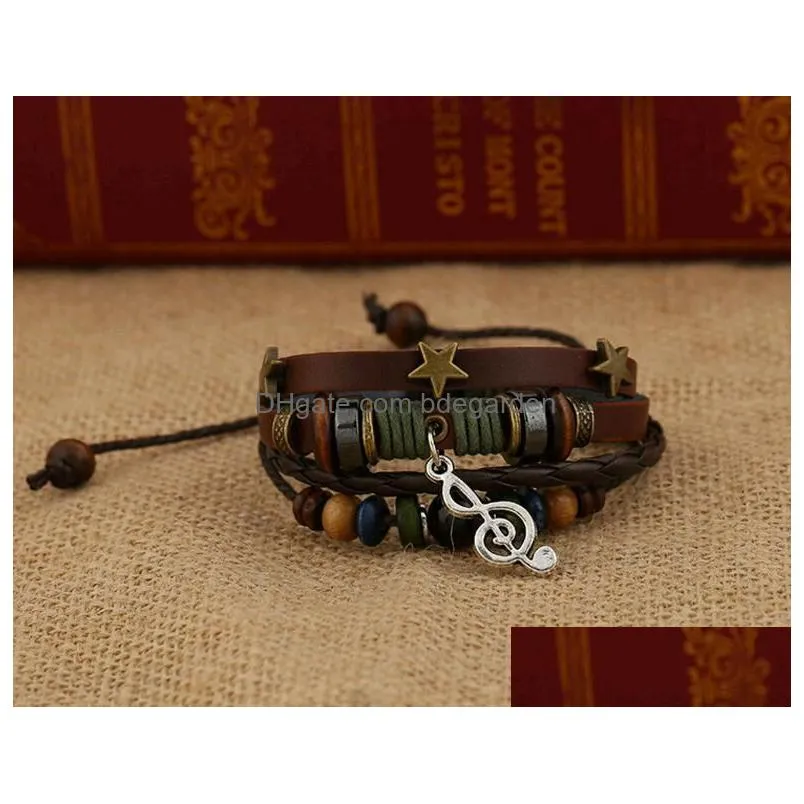 new vintage bracelet jewelry trends design musical note wood beads beaded bracelets men style bangles for women on sale