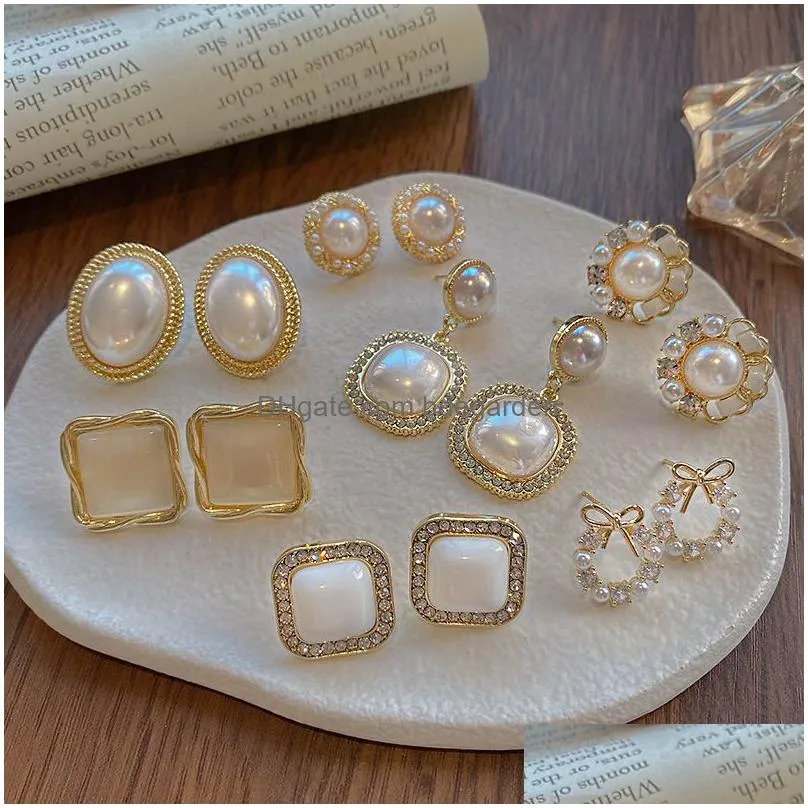 elegant light luxurious jewelry earring stud 925 silver needle studs for women retro design simple earings