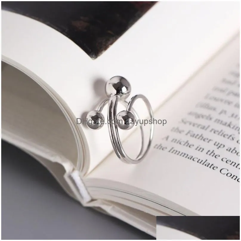 Other Pure 925 Sterling Sier Open Rings For Women New Simple Mtilayer Three Beads Statement Ring Fine Jewelry Jewelry Necklaces Pendan Dhsfg