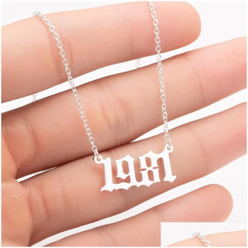 handmade personalized year number necklaces custom birth year initial necklace pendants for women girls jewelry special years