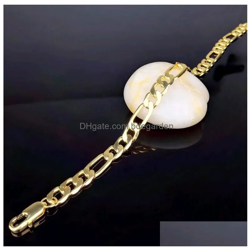 21cm copper gold plated link chain bracelets for men ethnic cool charm hand wristband boys jewelry