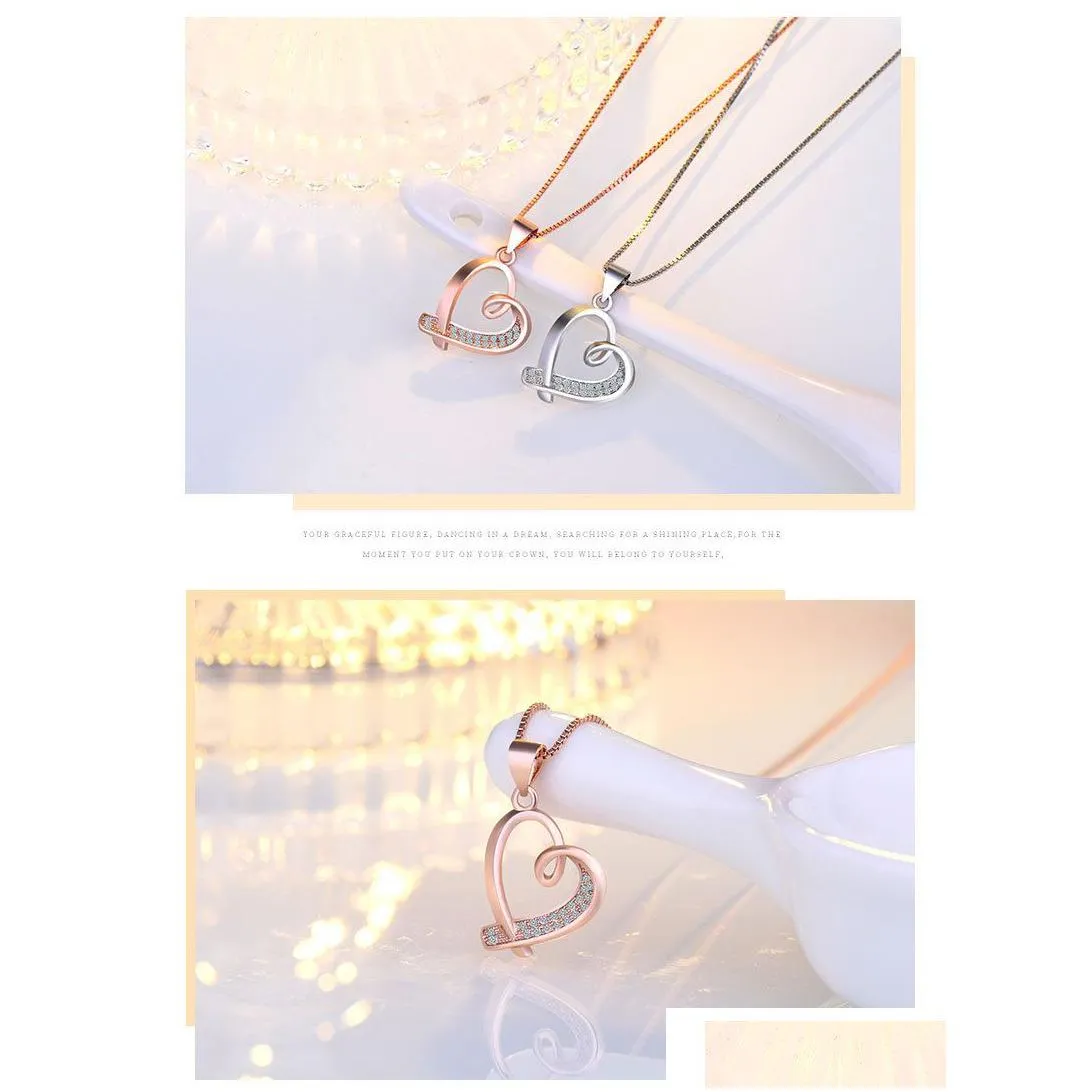 Pendant Necklaces Fashion Hollow Dainty Love Heart Necklaces Gold Sier Color Clavicle Choker Necklace For Women Pendant Jewelry Gift J Dhivg