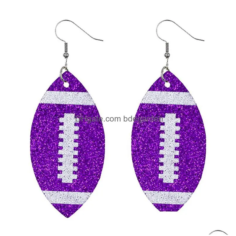 Dangle & Chandelier Ball Dangle Earrings Rugby Sequined Glitter Drop Earings Colorf Leather Sport Ear Hooks For Women On Sale Jewelry Dhj2Q