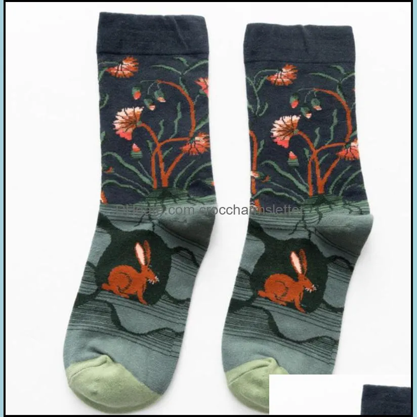  women long sock cartoon print creative fashion personalized novelty men women socks winter warm comfortable cotton socks