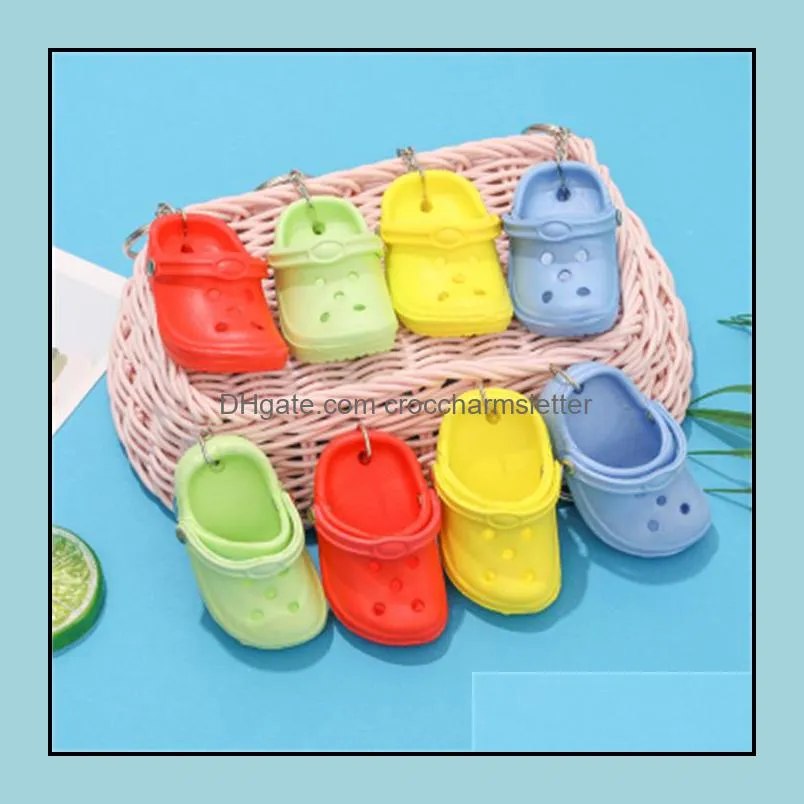 wholesale 3d mini shoe keychain shoes srocs key chain clog sandal party favors key chains cute eva plastic foam hole sandals slippers