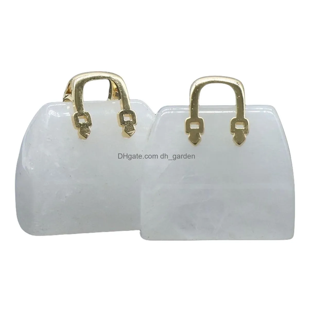 2pcs crystal bag decoration diy jewelry accessories handbag shape energy pendant handbag decoration natural crystal stone