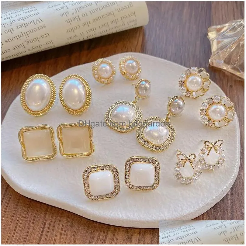 elegant light luxurious jewelry earring stud 925 silver needle studs for women retro design simple earings
