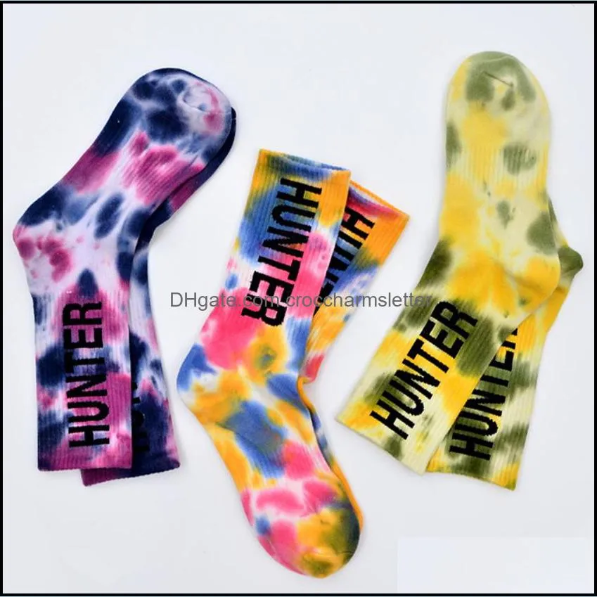 tie-dye socks men and women cotton socks high-cut ins street tide socks european and american skateboard long tube couple