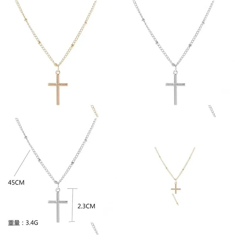 newest fashion summer silver chain cross necklace small gold religious jewelry gift for women wholesale