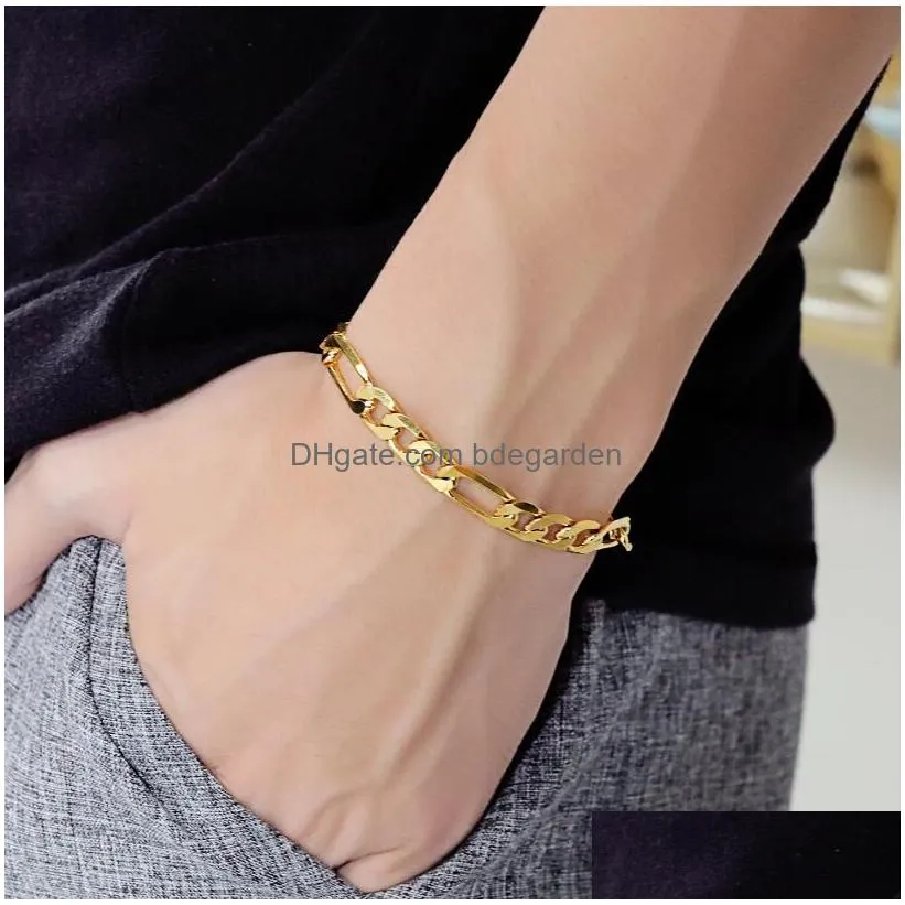21cm copper gold plated link chain bracelets for men ethnic cool charm hand wristband boys jewelry