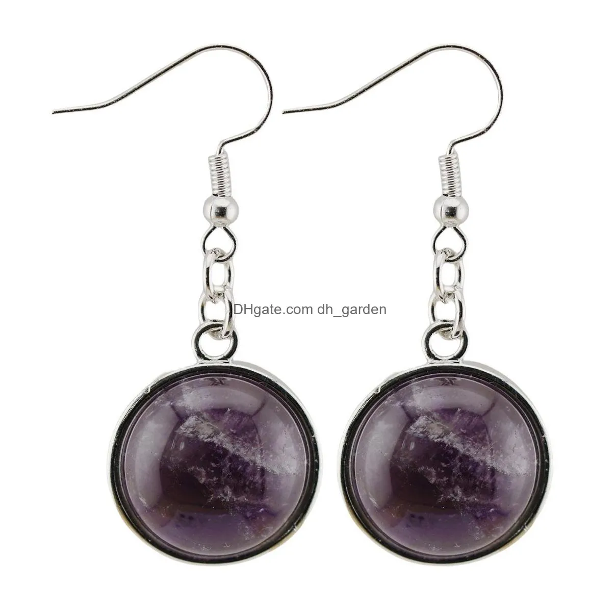south american minimalist circular earrings natural stone crystal earrings women`s fish hook earrings holiday gifts