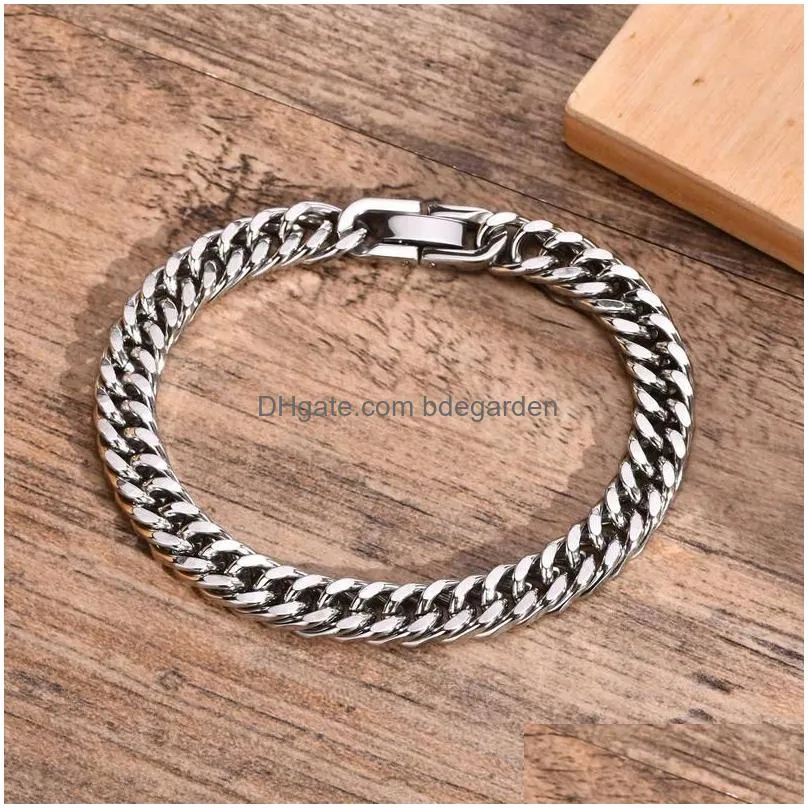 men`s stainless steel 8mm link chain cuban bracelets for male boys gifts jewelry length 18cm /19cm/20cm/21cm