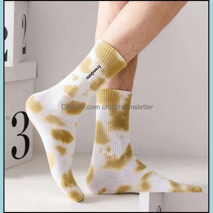 socks long socks letter dom cotton embroidery harajuku cool funny vortex fashion skateboard hip hop tie-dye men women