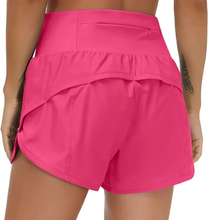 LU-1170 Women`s Running Shorts High-waisted Yoga Quick-drying Shorts With Zipper Pockets Shorts