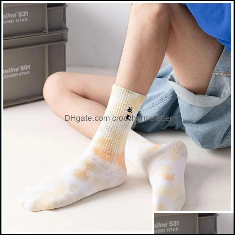  tie-dye egyptian kobold embroidery men women socks cotton harajuku vortex fashion funny hip hop cat  girls soft sockings