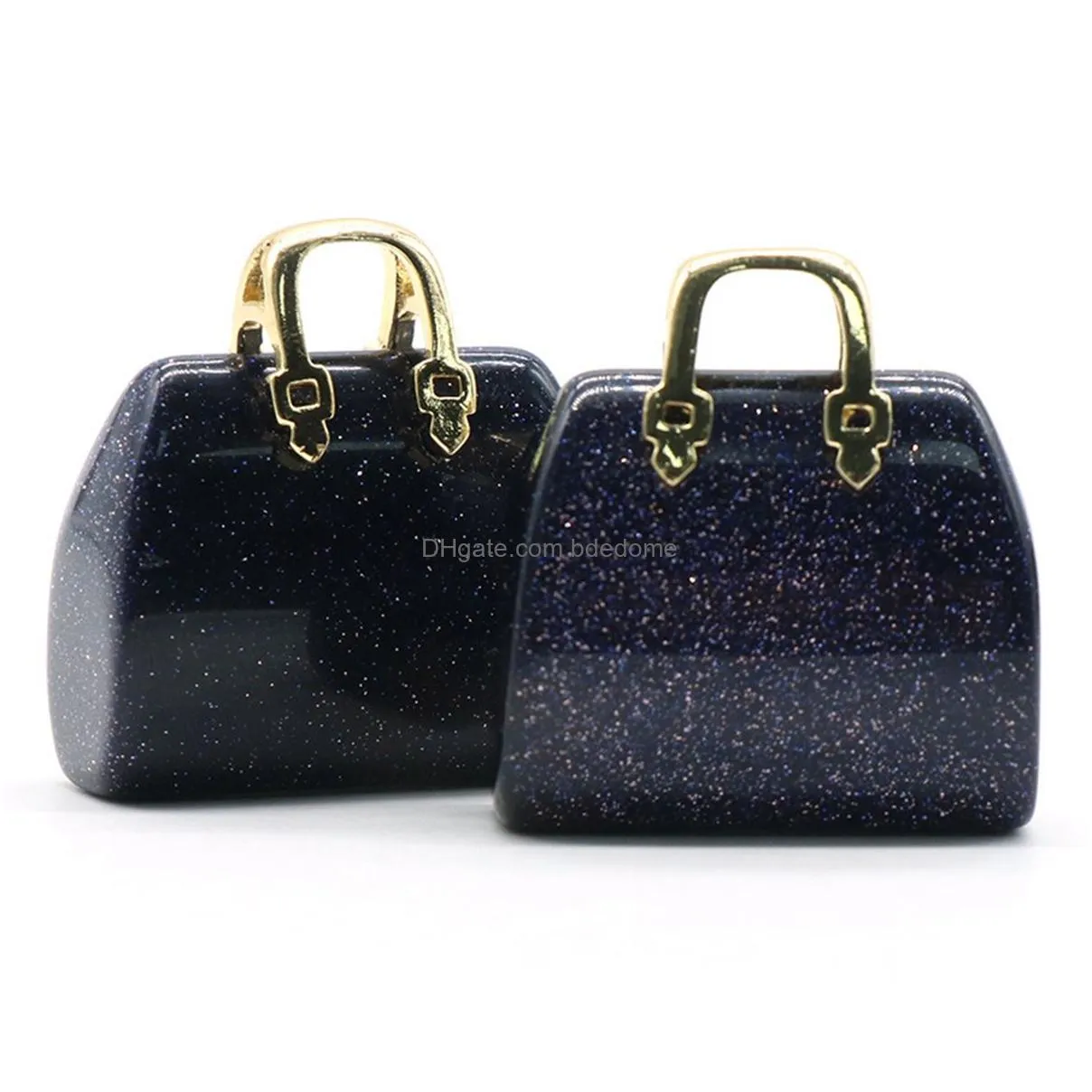 Lockets 2Pcs Crystal Bag Decoration Diy Jewelry Accessories Handbag Shape Energy Pendant Natural Stone Jewelry Necklaces Pendants Dhvnp