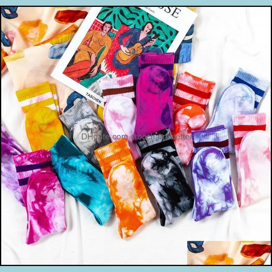 socks dyeing hiphop tube socks cotton colorful psychedelic graffiti tie funny skateboard cute harajuku fashion men and women