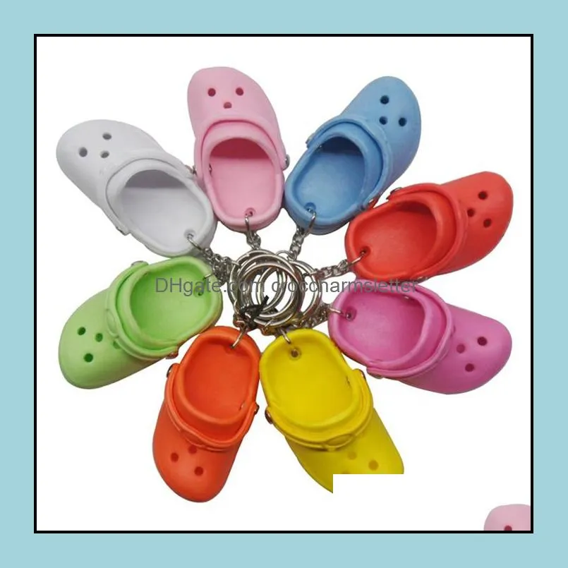 wholesale 3d mini shoe keychain shoes srocs key chain clog sandal party favors key chains cute eva plastic foam hole sandals slippers