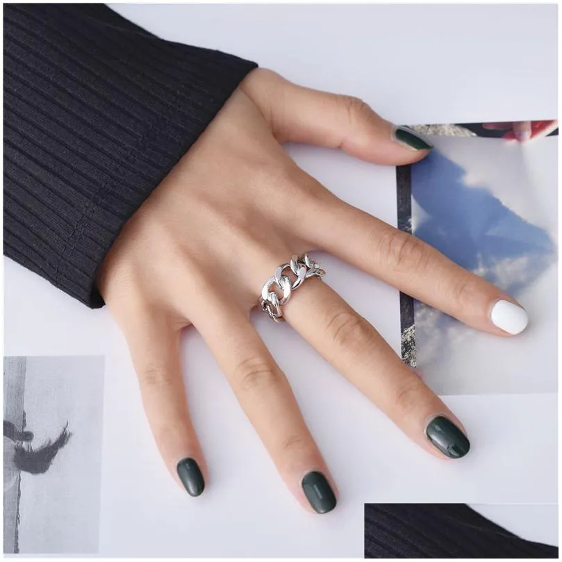 Band Rings Fashion Women Geometry Punk Ring Euramerican Style Retro Alloy Chain Rings Jewelry Accessories Good Friend Party Gift Jewel Dhpql