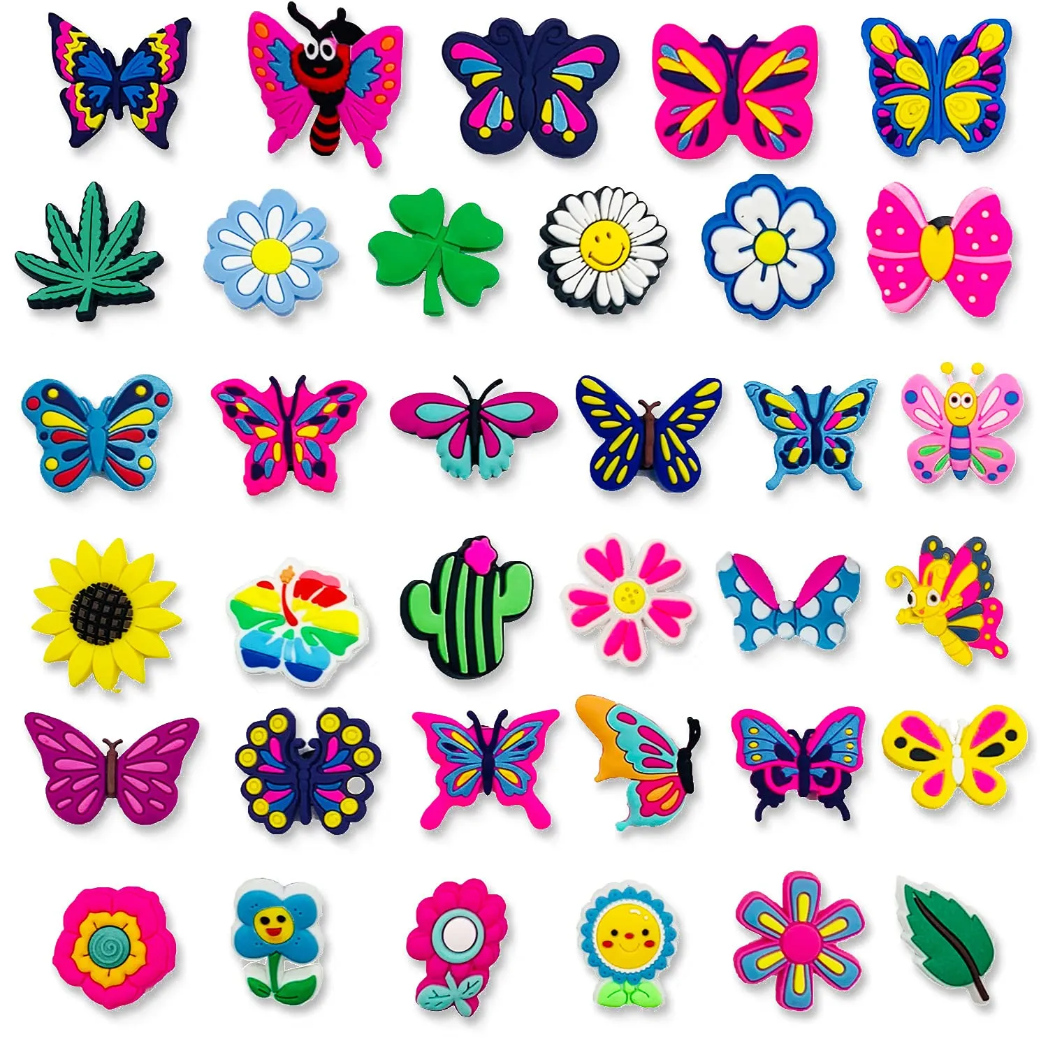 21 different cute butterfly flowers shoe charms for clog sandals wristbands butterfly shoe decoration charms party favors