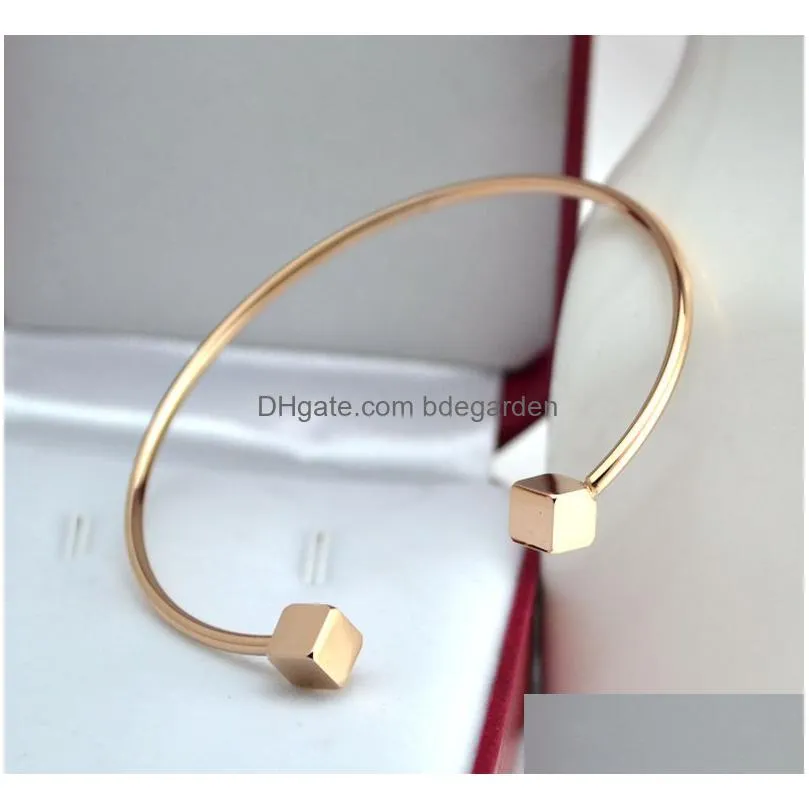 18k rose gold plated cubic cuff bangle bracelets 316 titanium steel blanks vacuum korean style bangles for women fashion jewelry