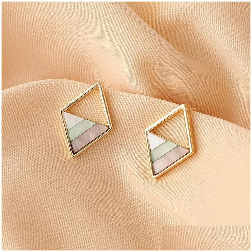 Dangle & Chandelier Contracted Lozenge Color Contrast Dangle Earrings Female Fashion Lady Geometric Hollow Out The Triangle Stud Earri Dh5Fo