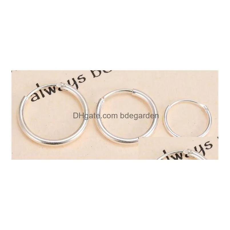 ear hoop 925 sterling silver circle loops earrings 14mm 16mm 18mm 20mm pierced ears jewelry stud for men and women