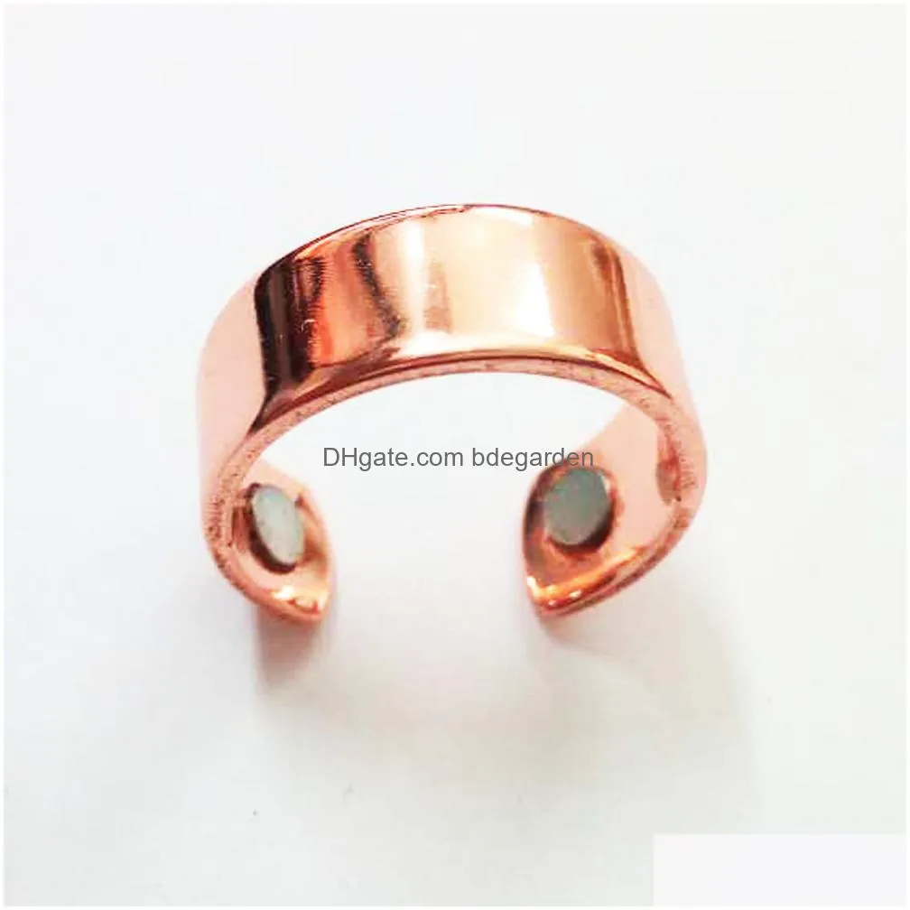 rose gold plated magnetic rings simple health open mouth cuff ring for men women finger wholesale