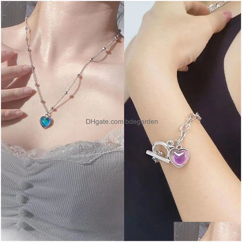 Pendant Necklaces Heart Bracelets Pendant Necklaces For Women Change Color According To Temperature And Mood Of High End Sense Magic F Dh1Gn