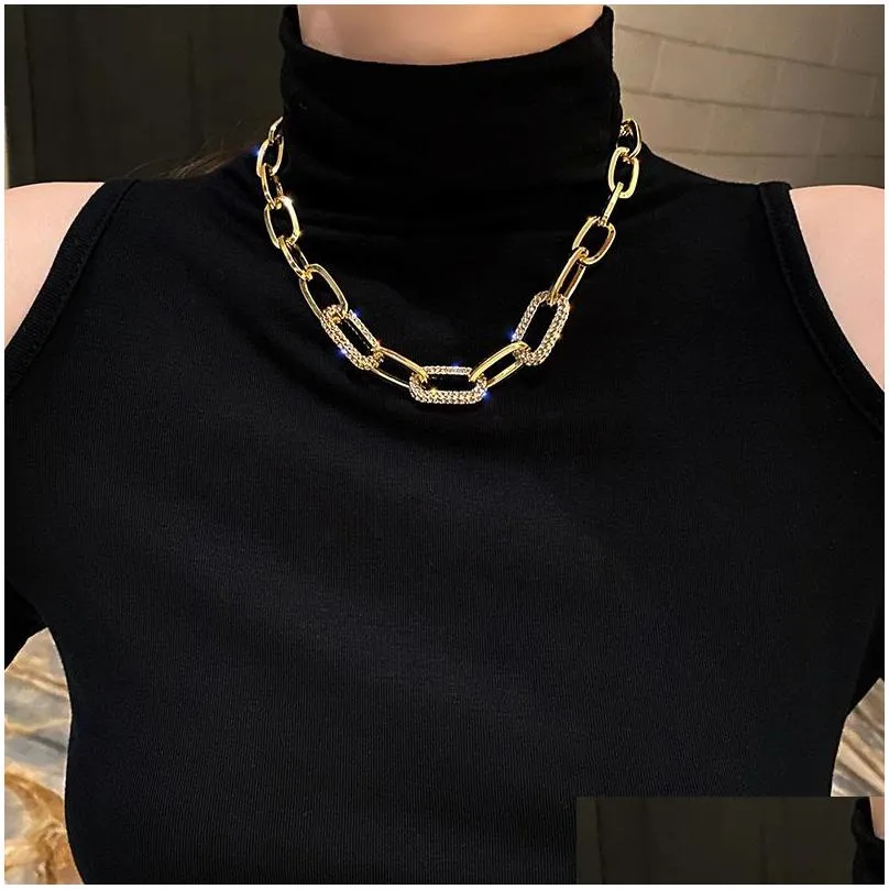 Chains Punk Chunky Thick Stainless Steel Chain Choker Necklace Goth Gothic Printed Short Clavicle Necklaces Collar Jewelry Jewelry Nec Dhxkj