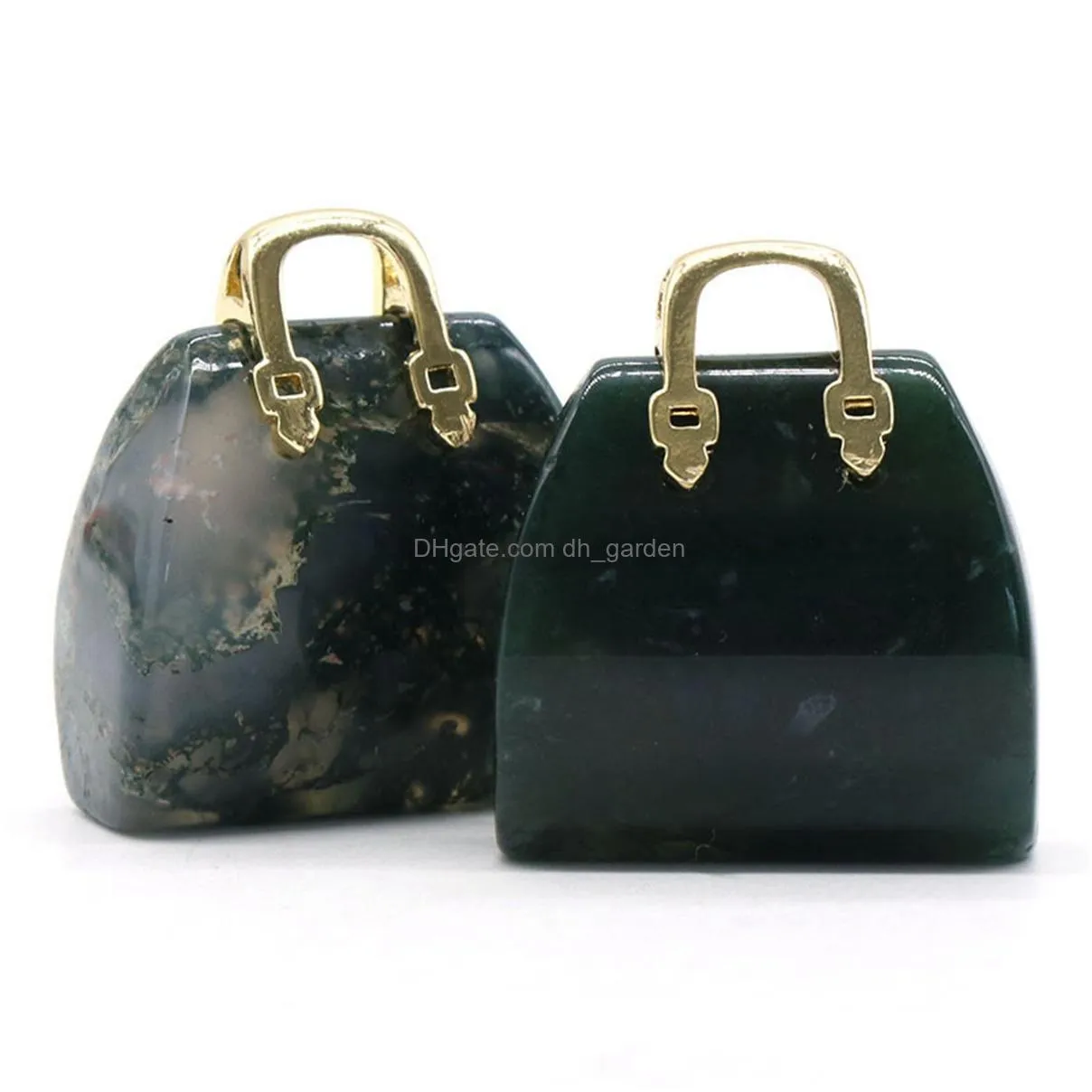 2pcs crystal bag decoration diy jewelry accessories handbag shape energy pendant handbag decoration natural crystal stone