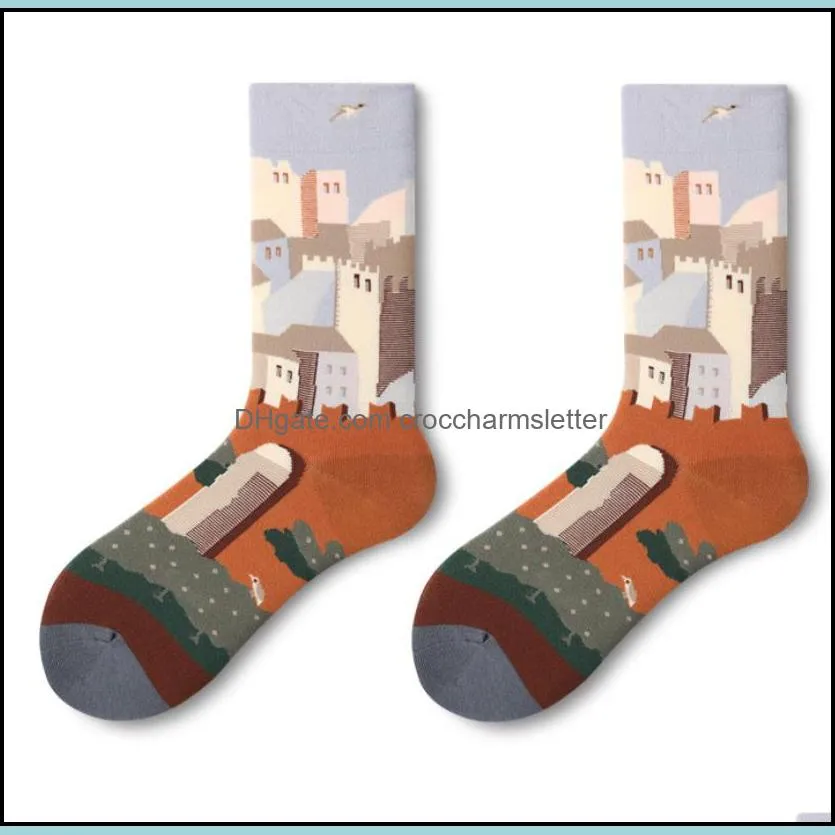 qisin women sock cartoon print creative fashion personalized novelty men women socks winter warm comfortable cotton socks