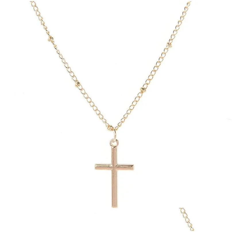 newest fashion summer silver chain cross necklace small gold religious jewelry gift for women wholesale