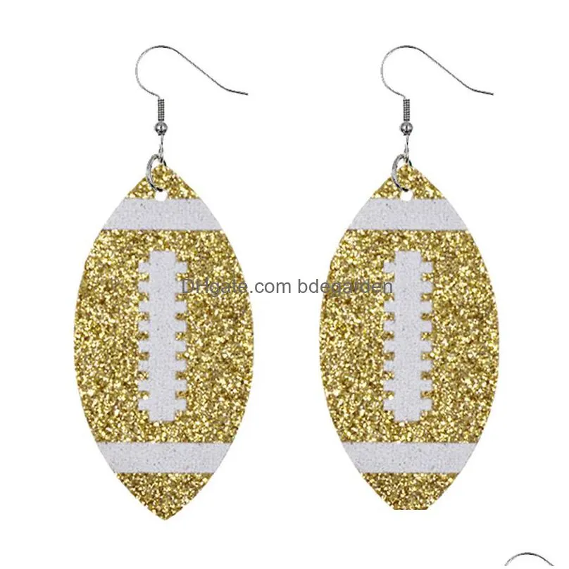 Dangle & Chandelier Ball Dangle Earrings Rugby Sequined Glitter Drop Earings Colorf Leather Sport Ear Hooks For Women On Sale Jewelry Dhj2Q