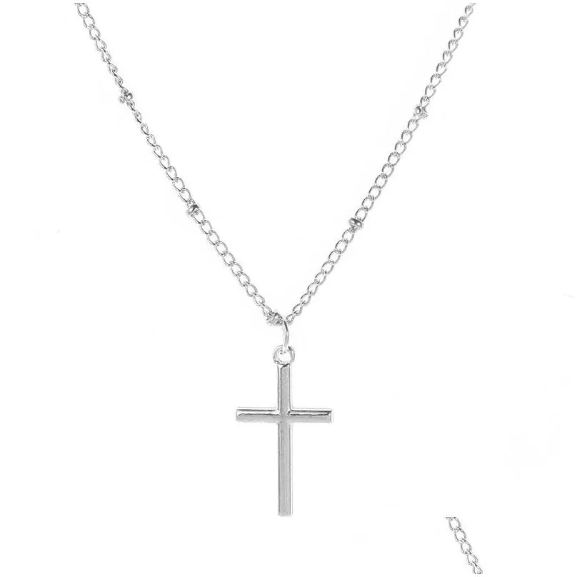 newest fashion summer silver chain cross necklace small gold religious jewelry gift for women wholesale