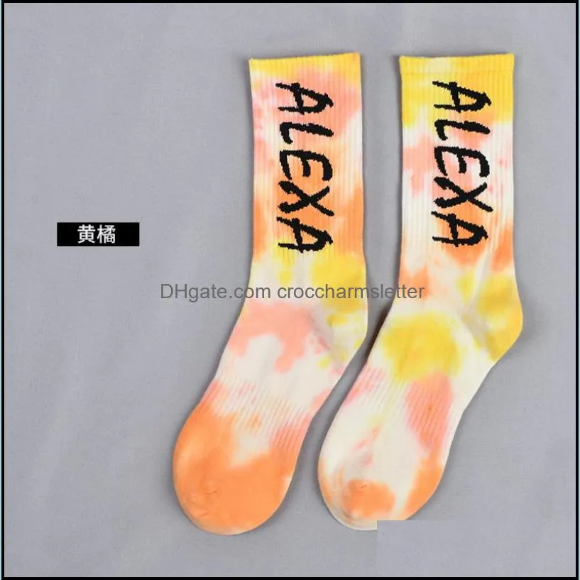 socks skateboard fashion tie-dye letter cotton colorful vortex alexa funny happy hiphop soft girls sockings men and women