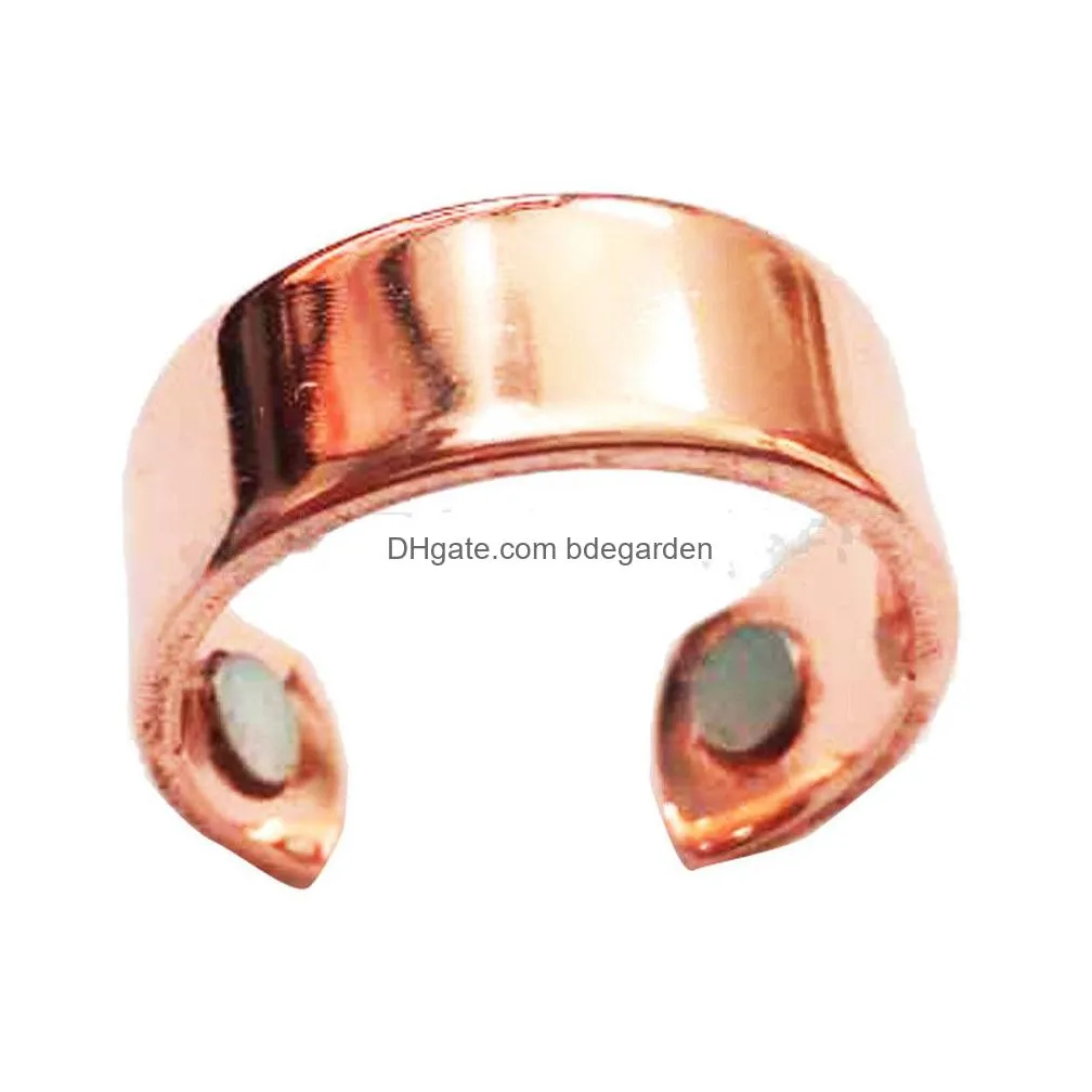 rose gold plated magnetic rings simple health open mouth cuff ring for men women finger wholesale