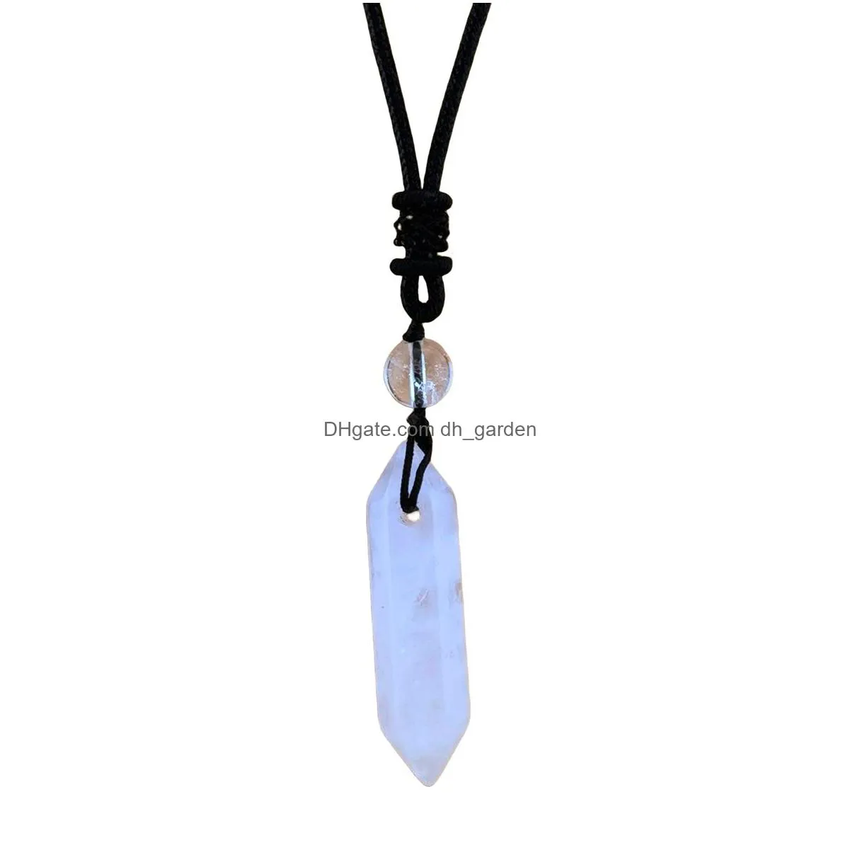 chinese antique natural crystal hexagonal pendant necklace with chakra crystal graduation gift for friends and lovers