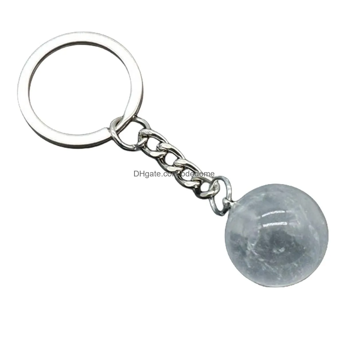 Key Rings Cute Crystal Ball Pendant Key Buckle Chakra Backpack Wallet Decoration Friendship Gift For Friends Jewelry Dhsey