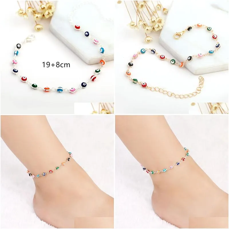 Europe and America Hotsale Women Bracelet Anklets Yellow White Gold Plated Devil Eyes Anklet Chains for Girls Women Nice Gift