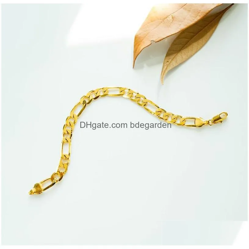 21cm copper gold plated link chain bracelets for men ethnic cool charm hand wristband boys jewelry