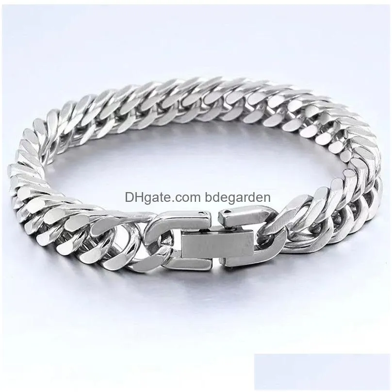 men`s stainless steel 8mm link chain cuban bracelets for male boys gifts jewelry length 18cm /19cm/20cm/21cm
