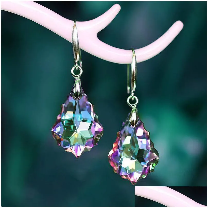 Dangle & Chandelier Sier Austrian Crystal Colorf Baroque Leaf Fashion Dangle Earring Jewelry Good Gift Drop Earrings Wholesale Jewelry Dhha2