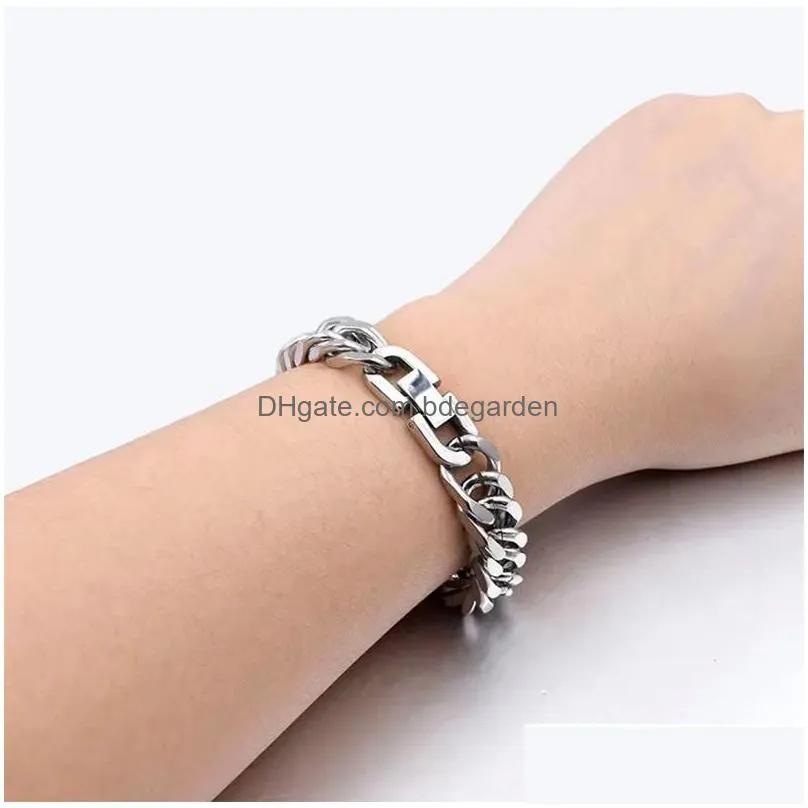 men`s stainless steel 8mm link chain cuban bracelets for male boys gifts jewelry length 18cm /19cm/20cm/21cm