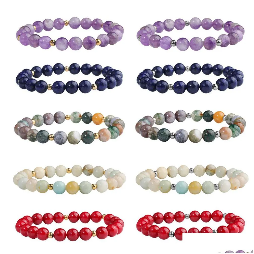 8mm fashion bead bracelet natural stone healing crystal stretch beaded bracelets women men handmade gemstone jewelry gift