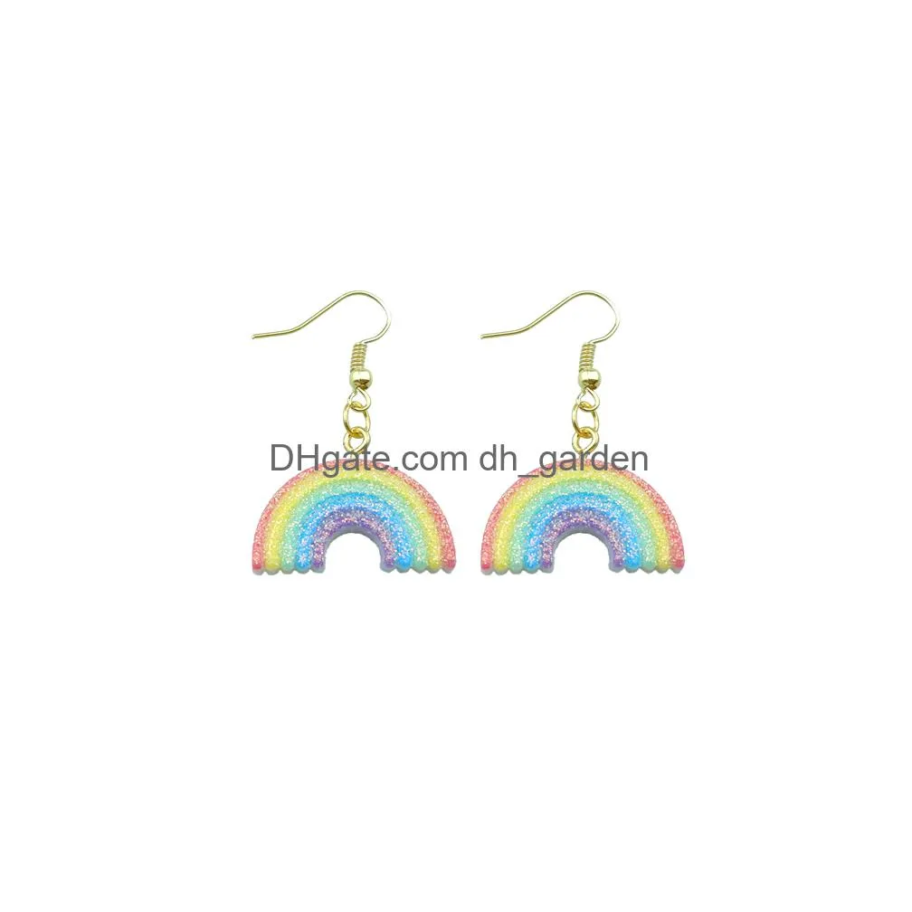 rainbow creative earring for women resin lips drop earrings children handmade jewelry diy gifts