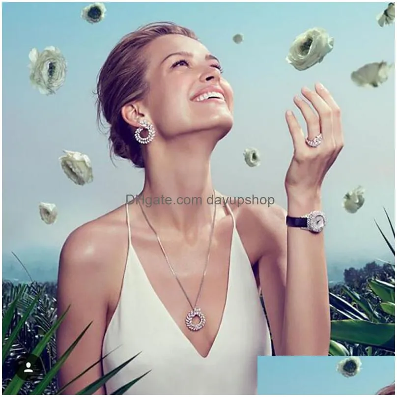 stud lexon luxury olive branch cubic zirconia earrings for women white gold color trendy brand brincos gift e119 221119