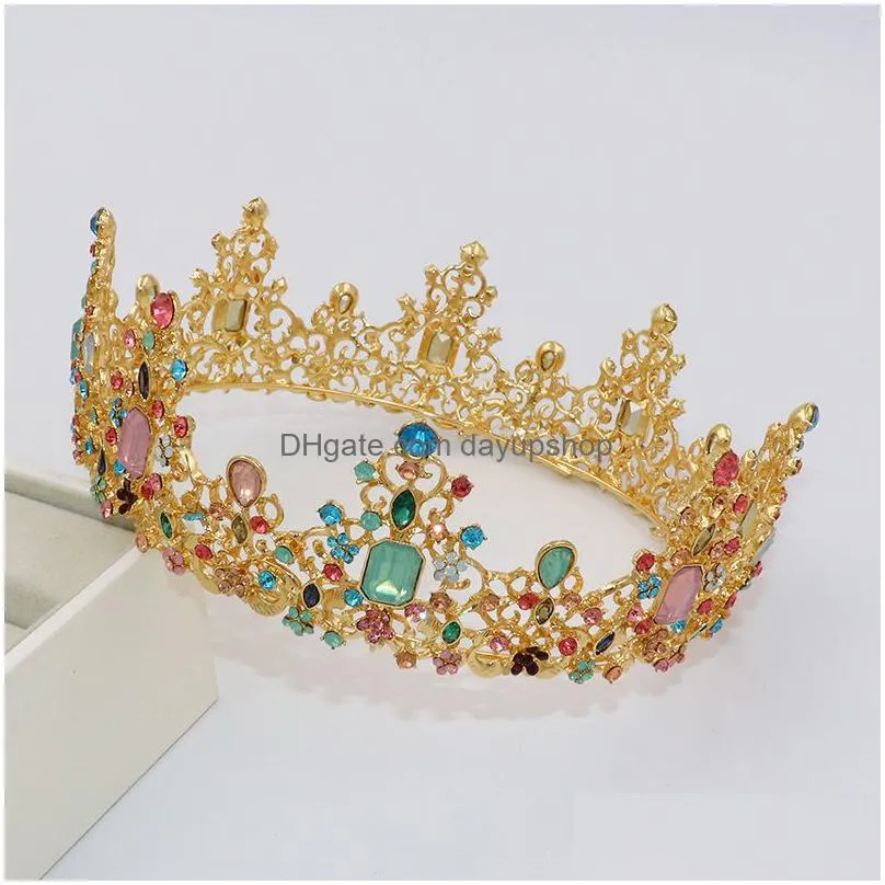 wedding hair jewelry kmvexo baroque royal queen crown colorful jelly crystal stone tiara for women costume bridal accessories 221109