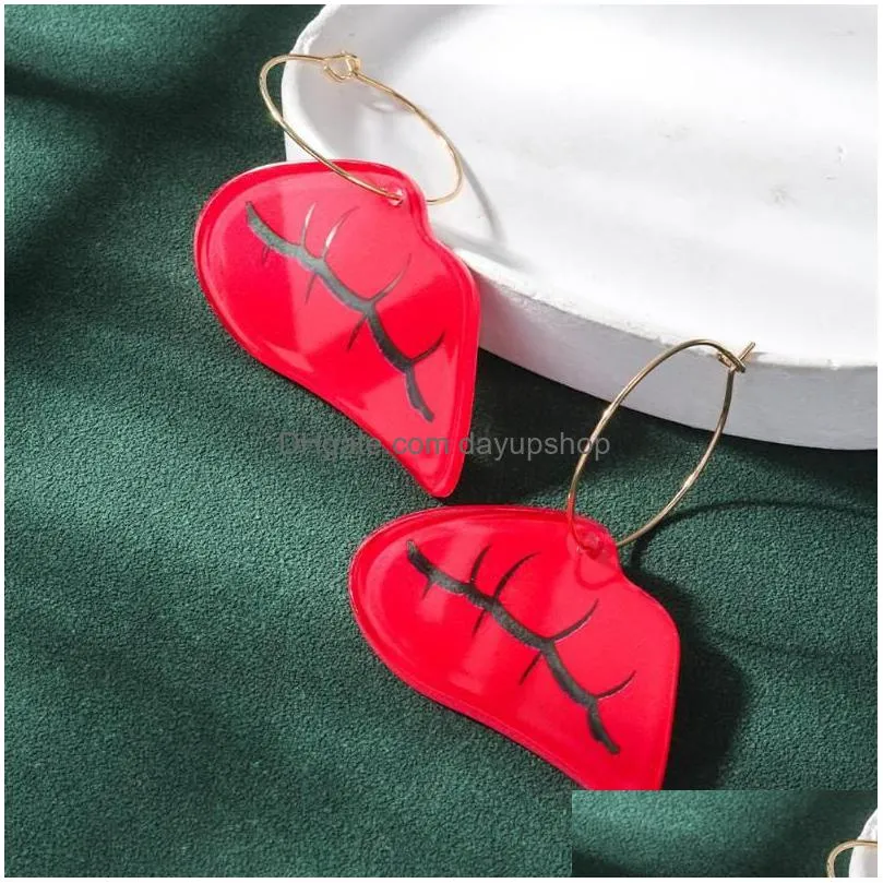 dangle earrings d&rui 2023 summer red lips fashion lipstick acrylic women`s party accessories earring gifts for beautiful girls