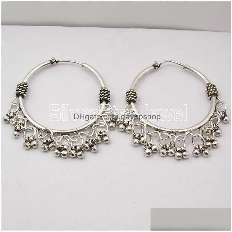 dangle & chandelier sterling silver exclusive vintage style ethnic hoop earrings 1.7